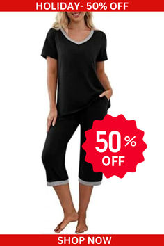 Embrace ultimate comfort with our Casual Pajama Set For Women. Ideal for nights or lounging, this set features beautiful floral patterns, a short legging style, and is made from high-quality, machine-washable fabric. Relax in style and comfort! Black Stretch Cotton Sleepwear, Casual Black Sleepwear Set, Casual Black Sets For Relaxation, Comfortable Black Sleepwear For Pajama Party, Comfortable Black Summer Sleepwear, Stretch Black Sleepwear For Relaxation, Black Stretch Sleepwear For Relaxation, Black Cotton Sleepwear For Relaxation, Comfortable Stretch Black Sleepwear