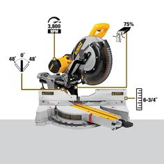 the dewco dw710 sliding miter saw is shown with its measurements