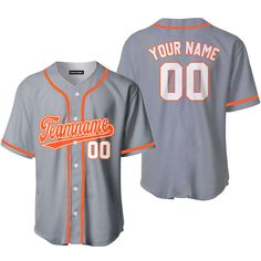 Custom Grey Orange White Baseball Jerseys For Men & Women Baseball Jersey