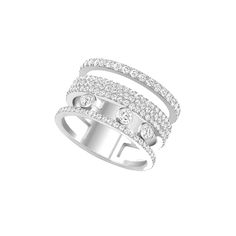 Messika Jewelry - RING DIAMOND WHITE GOLD MOVE ROMANE GM PAVÉ | Manfredi Jewels Messika Ring, Sparkling Diamond Ring, Pave Wedding Rings, Gold Diamond Wedding Rings, Pave Diamond Ring, Luxury Rings, White Gold Diamond Rings, Pave Ring, Gold Diamond Rings