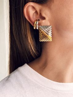 Ear cuff is sold individually, not in pairs. If you want a pair you need to add 2 to your cart. Luxury Elegant Gold Ear Cuff, Luxury Elegant Earrings For Summer, Luxury Elegant Square Earrings, Luxury Elegant Summer Earrings, Luxury Gold Plated Elegant Ear Cuff, Luxury Square Elegant Earrings, Luxury Gold-plated Gold Ear Cuff, The Mirage, Earring Sale