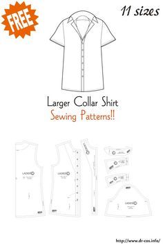 the large collar shirt sewing pattern is available in sizes 4xl and 5xl