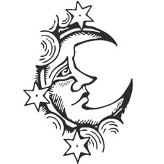 a crescent moon and stars tattoo design