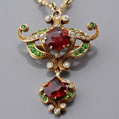 Russian Crafts, Russian Jewelry, Bijoux Art Nouveau, Art Movements, Demantoid Garnet, Nouveau Jewelry, Green Garnet, Turn Of The Century, Art Nouveau Jewelry