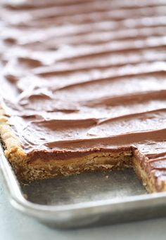 a close up of a chocolate dessert on a pan