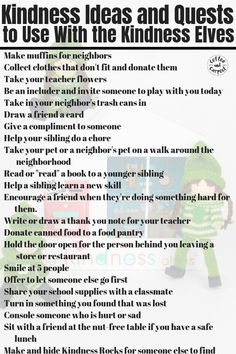 an elf's list for kids to use with the kindies elves and gnomes