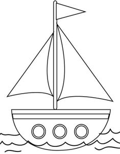 a sailboat floating in the ocean with waves on it's side coloring page