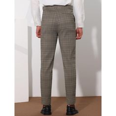 Lars Amadeus plaid pants for men offer a slim fit and a flat front design, perfect for business dress or casual wear. These pants feature a unique multi-line colorful plaid pattern, adding a fashionable touch to your wardrobe. Suitable for various occasions such as weddings, business meetings, work, parties, and dates. Made from a blend of 60% cotton, 36% viscose, and 4% spandex, these pants provide comfort and flexibility. Machine washable for easy care. Plaid Tapered Leg Business Casual Pants, Plaid Business Pants With Welt Pockets, Plaid Pants With Welt Pockets For Business, Plaid Dress Pants For Workwear, Formal Dress Pants, Work Parties, Plaid Trousers, Business Pants, Business Dress