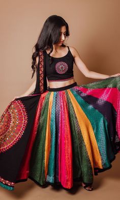 Silk Chaniya Choli, Garba Outfit, Lehenga Designs Simple, Black Cotton Fabric, Overall Outfit, Choli Designs, Indian Dresses Traditional