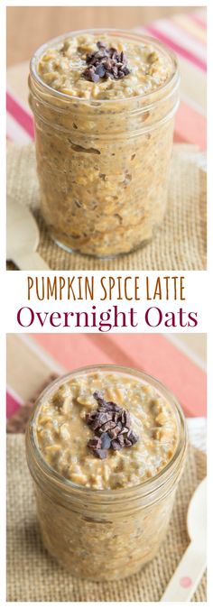 pumpkin spice latte overnight oats in a jar