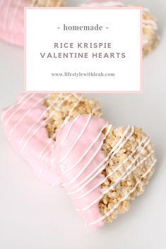 homemade rice krispie valentine hearts with white icing