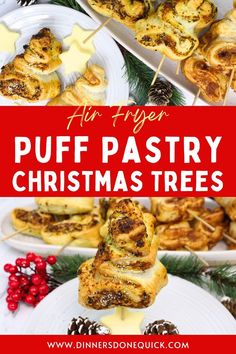 puff pastry christmas trees with text overlay