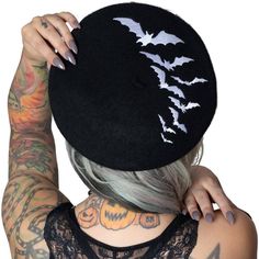 PRICES MAY VARY. Go batty with Kreepsville's beatnik berets! 90% wool 10% polyester berets, embroidered bat motif on top and front. One size fits most.