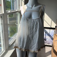 Nwt Intimately Free People Ivory Combo Tank Top, With Crochet Trim, Size Medium, Msrp $48.00, Double Spaghetti Straps, Cut Out In Upper Front Cotton Tops With Built-in Bra For Daywear, Cotton Camisole With Built-in Bra For Vacation, Spring Cream Tank Top With Built-in Bra, Chic Unlined Top For Daywear, Unlined Summer Tops, Beige Cotton Camisole With Built-in Bra, Unlined Summer Daywear Tops, Summer Tops With Adjustable Straps For Loungewear, Unlined Summer Tops For Daywear