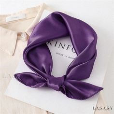 Lasaky - Classic Monochrome Scarf, Fashionable Silk Square Scarf, Necktie, Hair Band Luxury Elegant Purple Scarf, Luxury Purple Silk Scarf For Women, White Satin Blouse, Travel Women, Silk Handkerchief, Purple Scarf, Head Ties, Polyester Scarf, Square Silk Scarf