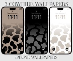 three iphone wallpapers with different animal print designs on the front, back and sides