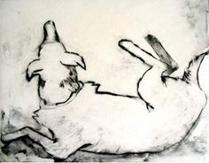 a black and white drawing of a rabbit