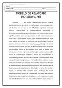 a document with the words modelo de relatrio individual aee on it