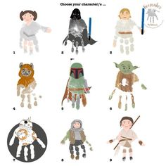 star wars handprints for children to make with their own hands and the characters