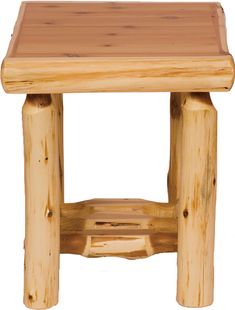 a small wooden stool made from logs