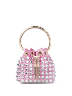 bubblegum pink EcoVero™ blend drawstring fastening single top handle chain-link shoulder strap crystal embellishment main compartment This item contains at least 50% materials which are certified or widely recognised as having a lower environmental impact through production and/or manufacturing processes that reduce water consumption and the use of harmful chemicals, or re-use by-products of the production process. Learn more about what makes a product Conscious on our Conscious Criteria page Crushed Velvet Top, Statement Handbag, Color Magenta, Bon Bon, Fragrance Collection, Boot Bag, Velvet Tops, Bubblegum Pink, Crushed Velvet