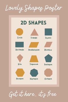 a poster with different shapes and text that says, lovely shapes posters get it here