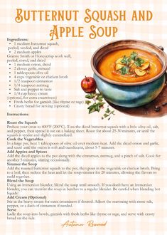 a recipe for butternut squash and apple soup