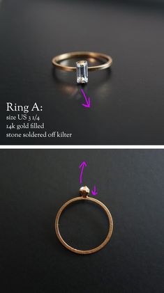 "NOTE: this listing is for IMPERFECT rings that I made in a hurry and discounted - please see photos against the black background for the EXACT ring you will receive along with noted flaws. If you would like one that is NOT flawed, they are available here: https://www.etsy.com/listing/777073152/ The tiniest whisper of sparkle for the modern minimalist - a tiny Swarovski crystal baguette hand set into a simple frame. The perfect neutral ring to wear alone or stacked. Stacks beautifully with other Gold Baguette Ring, Ring Minimal, Simple Frame, Baguette Ring, In A Hurry, Stacking Ring, Ring Gold, Stackable Rings, Ring Silver