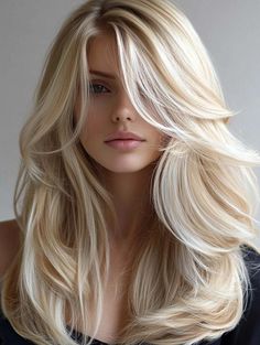 Long Haircut Back, Bright Vanilla Blonde Hair, Long Blonde Winter Hair, Modern Updos, Medium Length Blonde, Stunning Hairstyles, Honey Blonde Hair