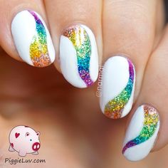 PiggieLuv: Glitter tornado nail art with OPI Color Paints Color Paints, Rainbow Nail, White Tips, Bright Summer Nails, Colorful Nail, Her Nails, Nagel Inspo, Rainbow Nails, Nail Designs Glitter