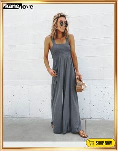 Summer Wide Straps Wide Legges Jumpsuit Non-stretch Overall Jumpsuits And Rompers For Beach, Non-stretch Overalls And Rompers For The Beach, Non-stretch Overalls For Beach, Casual Non-stretch Jumpsuits And Rompers For Beach, Fitted Jumpsuits And Rompers For Summer Beach, Summer Beach Stretch Jumpsuits And Rompers, Summer Beach Jumpsuits And Rompers With Stretch, Fitted Summer Jumpsuits And Rompers For Beach Season, Stretch Jumpsuits And Rompers For Beach Vacation