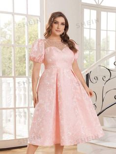 Free Returns ✓ Free Shipping✓. SHEIN Belle Plus Size Women's Pink Sweetheart Neck Puff Sleeve Cocktail Dress With Mesh And Rhinestone Details Princess Palace Style Sundress Short Homecoming Dress Short Formal Birthday Teen Gown Cocktail Dress Short Evening Gown- Women Plus Prom Dresses at SHEIN. Pink Plus Size Dresses, Sundress Short, Plus Prom Dresses, Birthday Teen, Cocktail Dress Short, Princess Palace, Gown Cocktail, Homecoming Dress Short, Dress With Corset