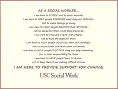 a poster with the words as a social worker, i am here to provide support for change