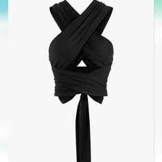 Zaful Halter Top Wrap Halter Top Multiple Styles Wrap Halter Top, Leather Halter Top, Black Wrap Top, Open Back Crop Top, Bandana Top, Fast Fashion Brands, Crop Top Outfits, Cropped Cami, Cute Style