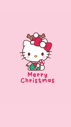 hello kitty christmas wallpaper with the words merry christmas