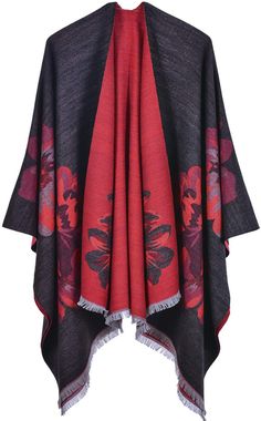 PRICES MAY VARY. Fits All Sizes: Flat spreading dimensions 51.2*59.1inch(130*150cm). The Shawl wraps for women is loose and fit, which makes you look tall and slim. This stylish and elegant women's shawls is suitable for women of all sizes. Double Sided Reversible: The both sides color of the ponchos for women are different and completely reversible.You can choose to display the dark side or the light color side, or you can play with your folding methods or twist to display both complimentary co Open Front Poncho, Cape Tops, Color Block Cardigan, Winter Cardigan, Scarf Poncho, Poncho Cape, Women Shawl, Warm Outfits, Winter Sweaters