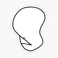 a black and white line drawing of an alien head sticker on a white background