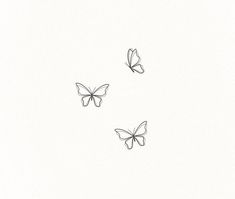 three butterflies flying in the air on a white background