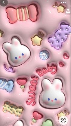 an image of some cute stickers on a cell phone screen with the words hello kitty