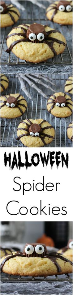 halloween spider cookies with googly eyes on them