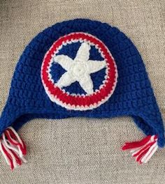 a crocheted hat with a star on it