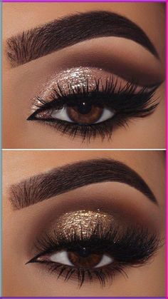 Fall Wedding Makeup For Bride Brown Eyes, Brown And Gold Makeup Looks, Sangeet Makeup Look, Makeup Dorado, 15 Makeup Looks, Classic Wedding Makeup, Gorgeous Eye Makeup, Gold Makeup Looks