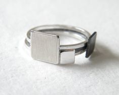 Square silver ring, minimalist ring, geometric ring, stacking rings. Minimalist Silver Square Ring, Minimalist Sterling Silver Rectangular Stackable Rings, Minimalist Sterling Silver Stackable Rectangular Rings, Modern Rings, Tying The Knot, Square Ring, Gold Rings Jewelry, Golden Jewelry, Geometric Ring