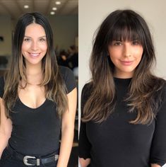 Long Layered Haircuts With Bangs, Bangs Wispy, Long Haircuts With Bangs, Modern Shag, Layered Haircuts With Bangs, Layered Hair With Bangs, Choppy Bangs, Texture Spray, Baby Bangs