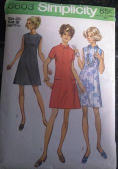 Bewitched Fashion, Babydoll Dress Sewing Pattern, 1960s Babydoll Dress, Vintage Clothes Patterns, Simplicity Patterns Dresses, Simplicity Patterns Vintage, 1960 Fashion, Women's Sewing Pattern, 60s And 70s Fashion