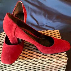 Victor Alfaro, Style “William”, Red Suede, 3-1/2” Heel, Size 9, Leather Upper, Never Worn Outdoors Red Suede, Shoes Women Heels, Leather Upper, Shoes Heels, Women Shoes, Heels, Red, Women Shopping, Leather