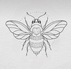 a black and white drawing of a bee