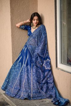 Bandhani Lehenga, Lehenga Sari, Sari Lehenga, Blouse Lehenga, Lehenga Choli Designs, Ghaghra Choli, Haldi Outfits, Cotton Lehenga, Mehendi Outfits