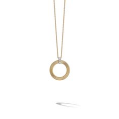 Marco Bicego Jewelry - Masai Collection 18K Yellow Gold and Diamond Single Circle Short Necklace | Manfredi Jewels Fine Jewelry Necklace Gold, Masai Tribe, Marco Bicego Jewelry, Diamond Circle Pendant, Marco Bicego, Pendant Bails, Diamond Collection, Round Necklace, Circle Pendant Necklace