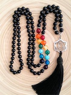 Mens Bracelet Designs, Black Rainbow, Sacral Chakra, Mala Necklace